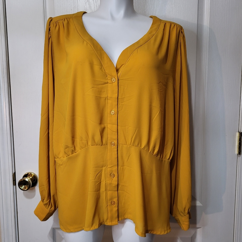 Eloquii Yellow Mustard Top Blouse